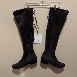 Over the knee dart grey suede boots!